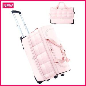 40L Rolling Duffle Bag with Wheels, Shoe Compartment, Travel Carry-On